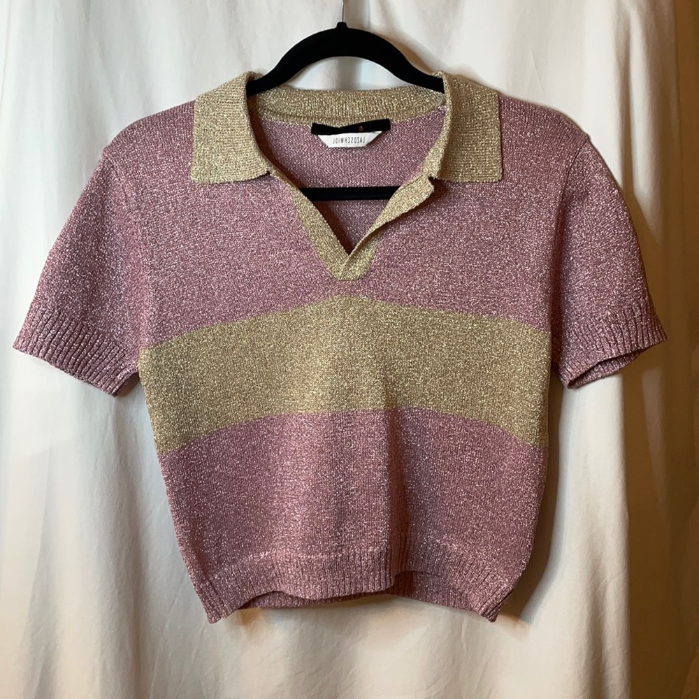 Lazoschmidl knitted polo, gold and pink, size XS